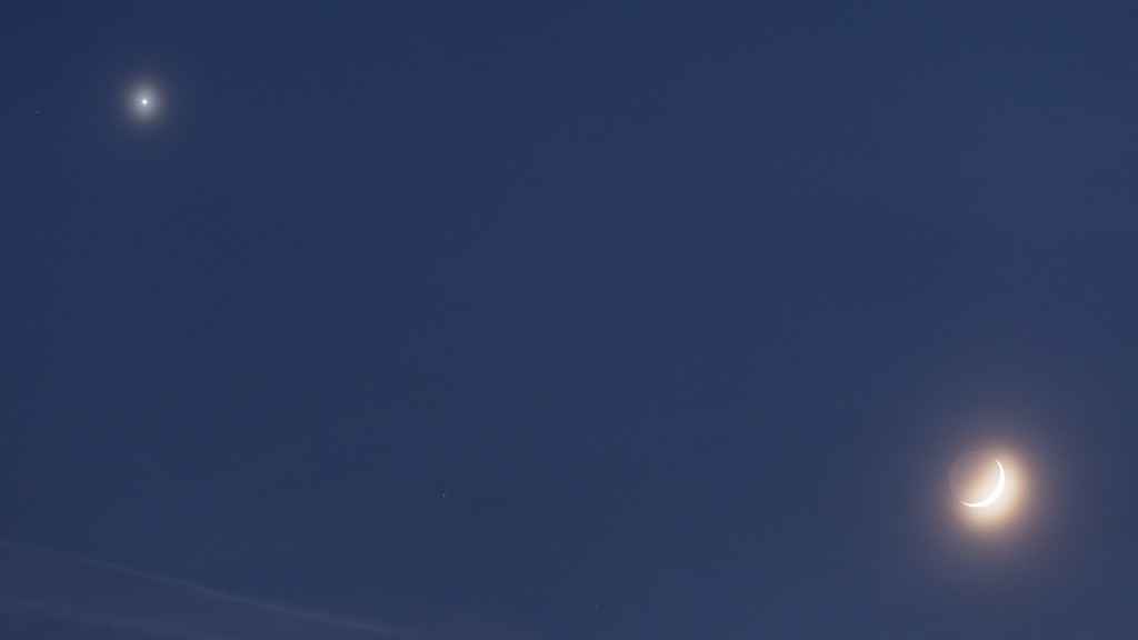 Venus und Mond in der „Nahansicht“ gegen 17:20 Uhr MEZ. Bild: B. Knispel