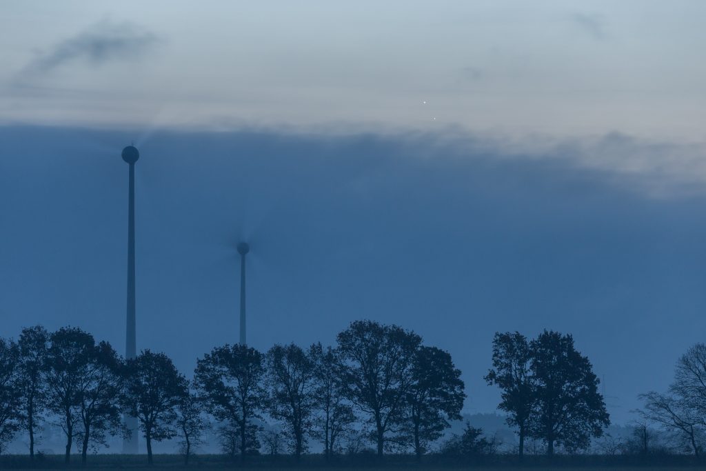 Venus und Jupiter eng beieinander am Morgenhimmel des 13.11.2017 um 6:58 Uhr MEZ. (Bild: B. Knispel)